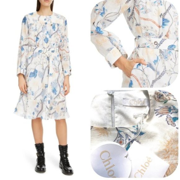 NWT Auc Chloe Floral Print Long Sleeve Dress IT36 US XS/S